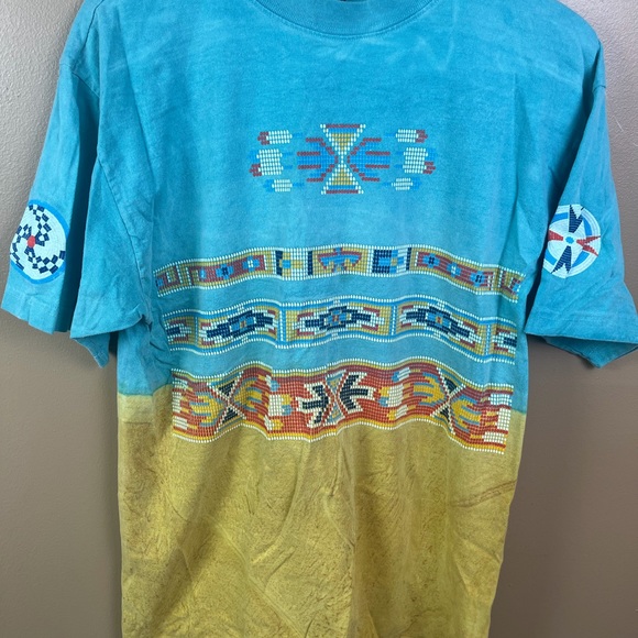 Vintage 90s Native-Indian Beaded Tie-Dyed T-Shirt Large 100% Cotton - Picture 9 of 14